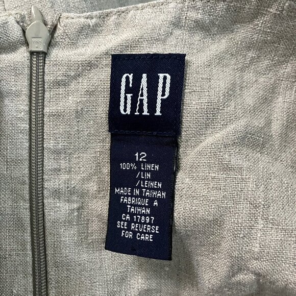 Y2K Gap Linen Embroidered Dress Womens 12 Floral Strappy Neutral Vintage 90s - Picture 7 of 10